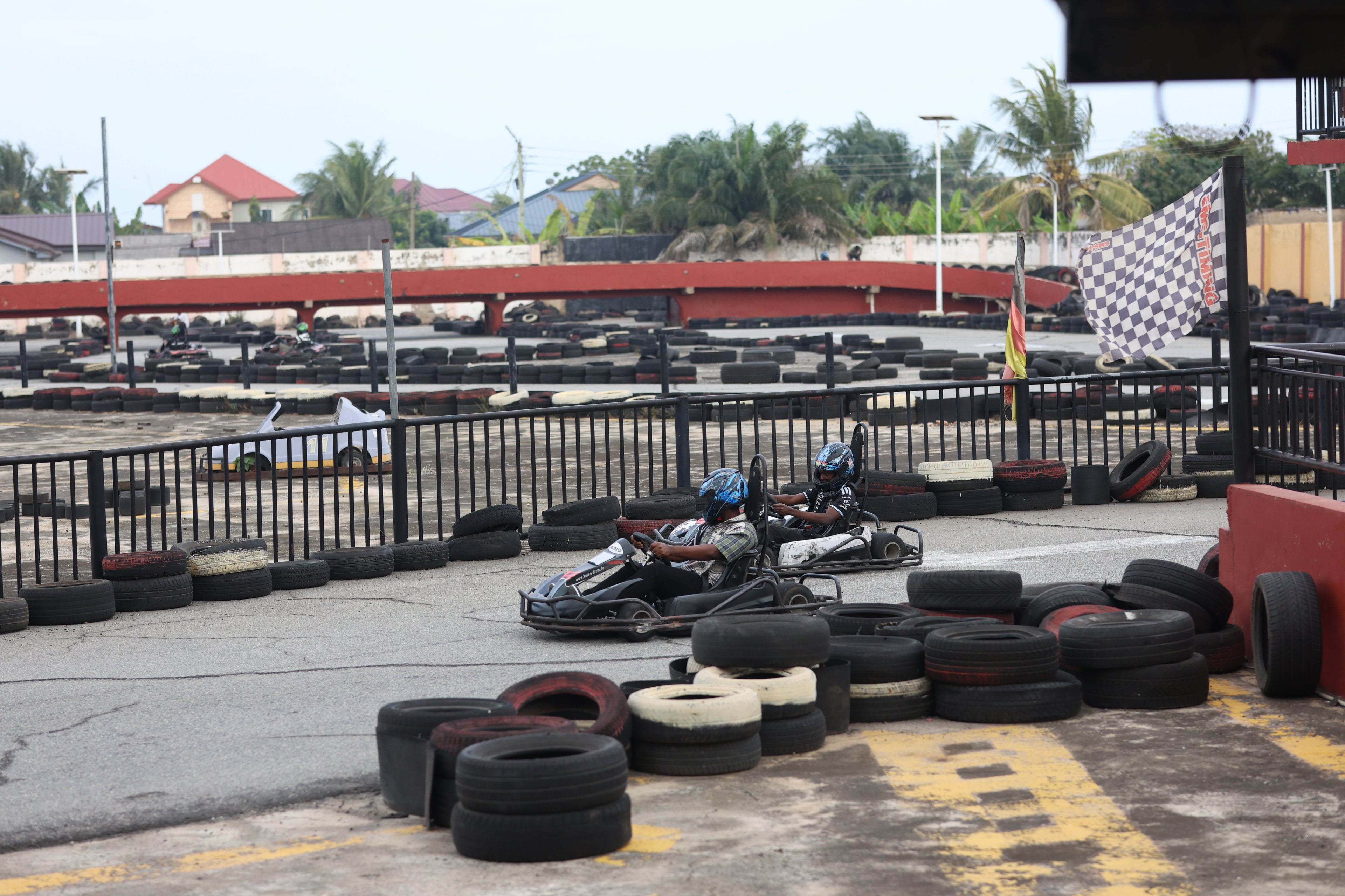 Side by side into turn one